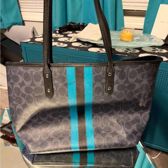 Project Coach Black and Blue Patterned Tote *project bag* - Picture 2 of 16